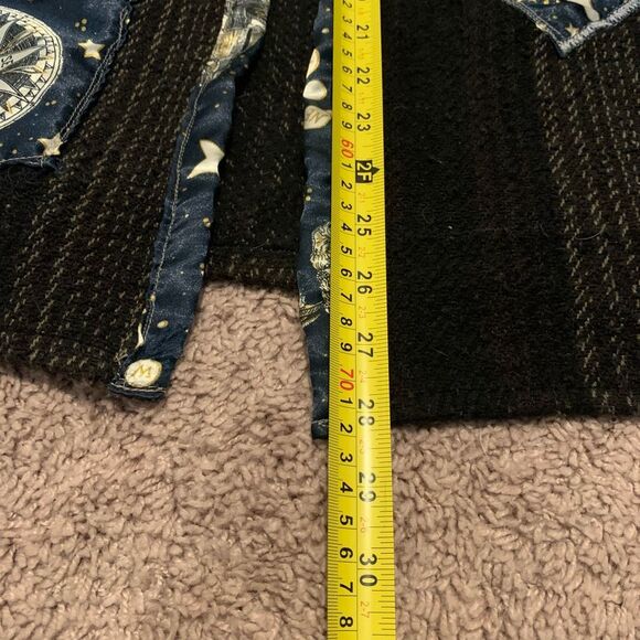 Stripe Knit Zodiac Sun Moon Tapestry Blazer Jacket Oversized Open Front L - Picture 4 of 4